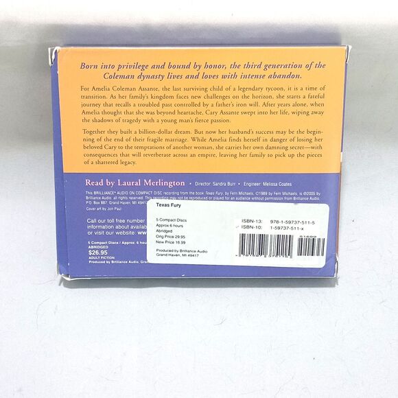 Texas Fury by Fern Michaels – Audiobook 5 CDs Abridged - Picture 2 of 3